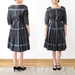 1950s Vintage Plaid 3/4 Sleeve Dress
